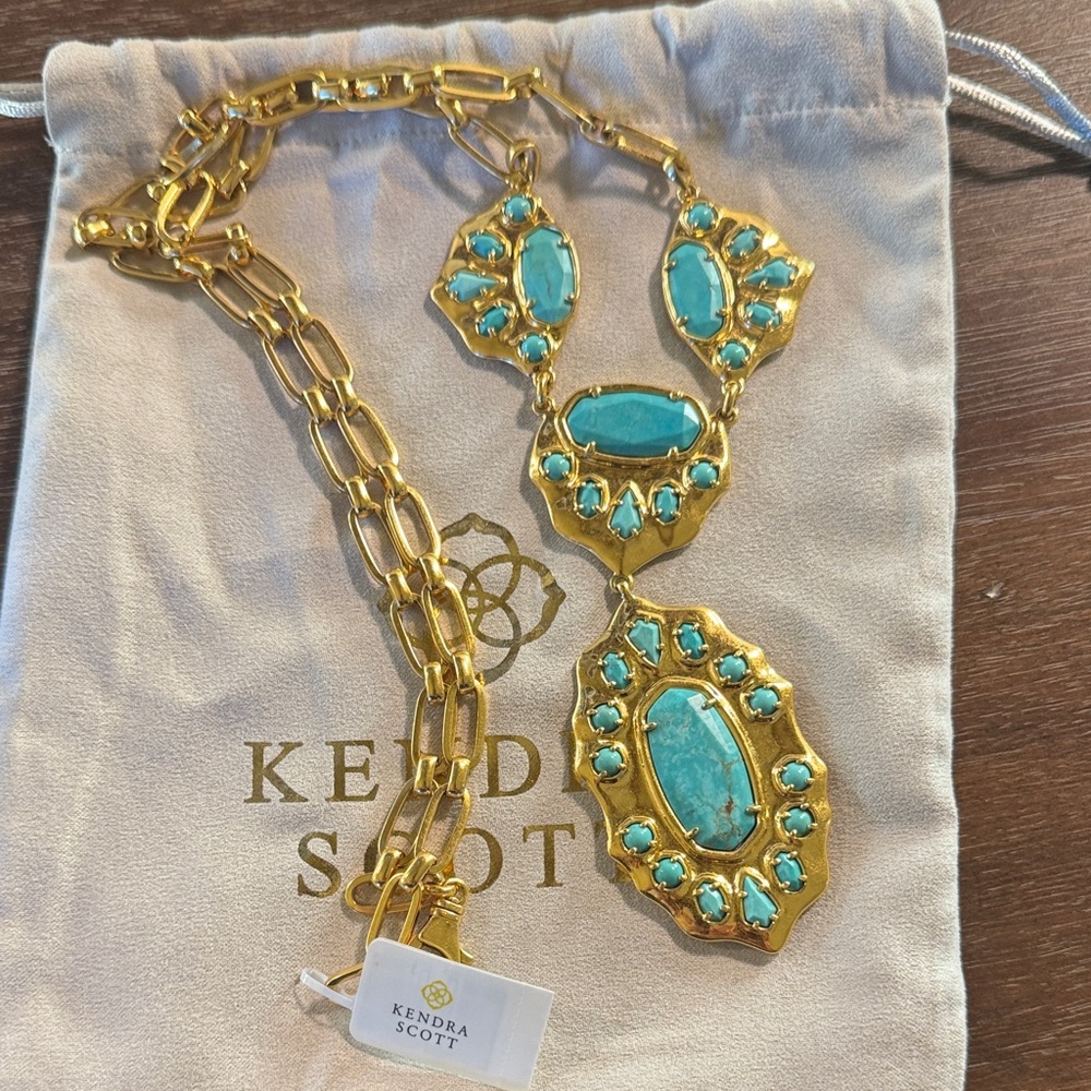 Kendra Scott Turquoise and Gold Statement Necklace